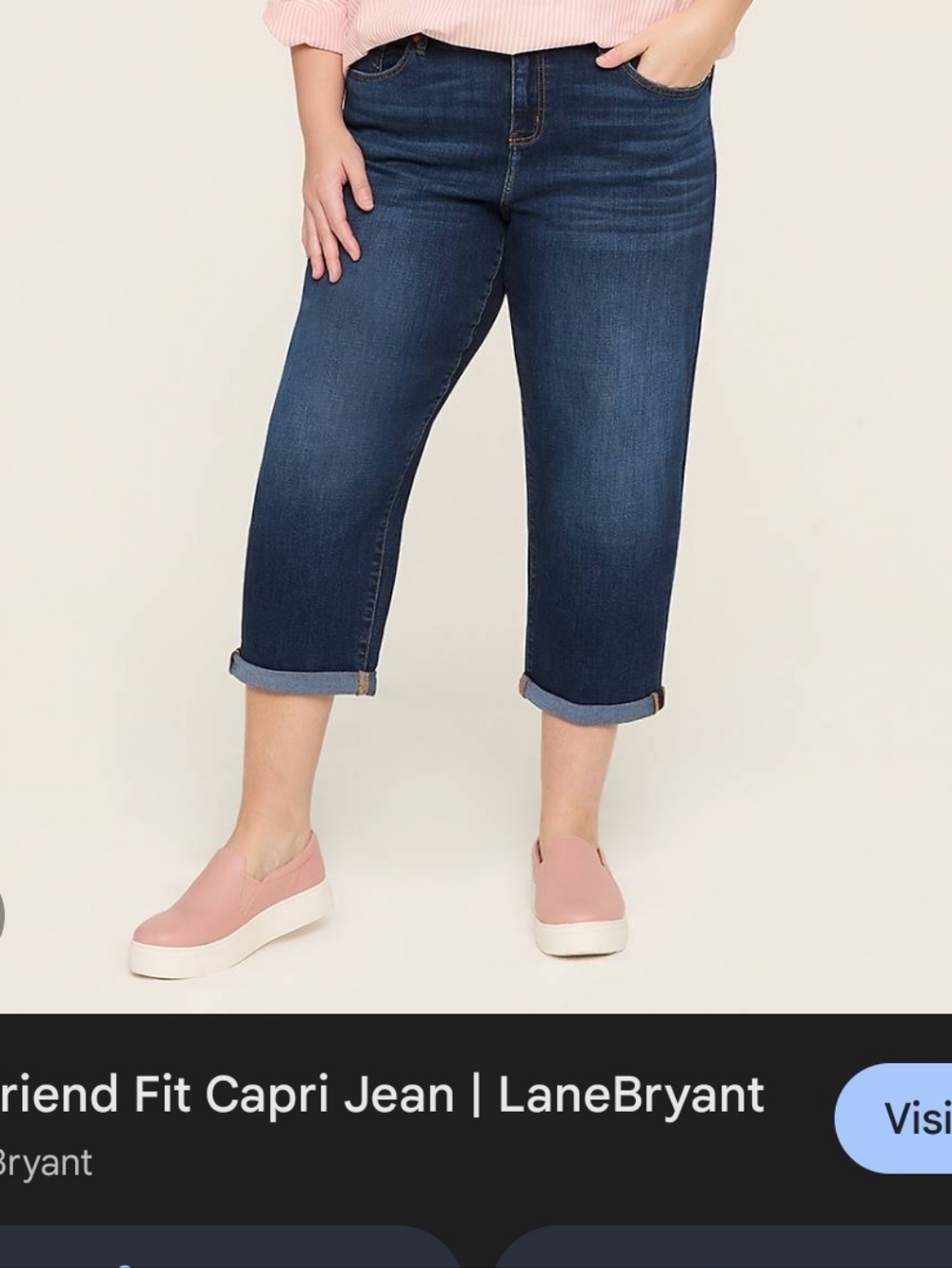 Lane Bryant Dark Wash Mid-rise Boyfriend Capri Jeans